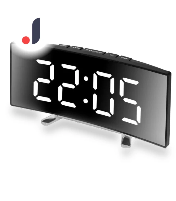 LED Digital Alarm Clock with Curved Screen Mirror Display — Alarms & Clocks, JUDING