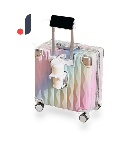 18-inch Hard Shell Suitcase with USB Port, Cup Holder, and Combination Lock — Suitcases, Bag kingdom