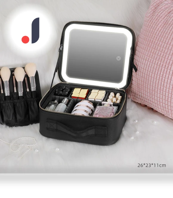 Smart LED Cosmetic Bag with Mirror — Cosmetic Cases, Wood God
