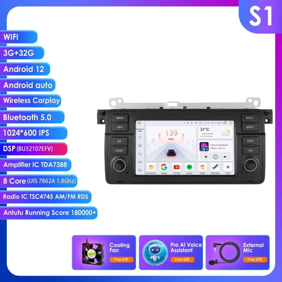 7-inch Android Car Radio with Voice Control and CarPlay — Stereo Receivers, OSSURET