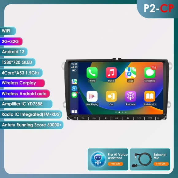 CarPlay 4G 9-Inch 2Din Android 13 Car Multimedia Player — Stereo Receivers, OSSURET