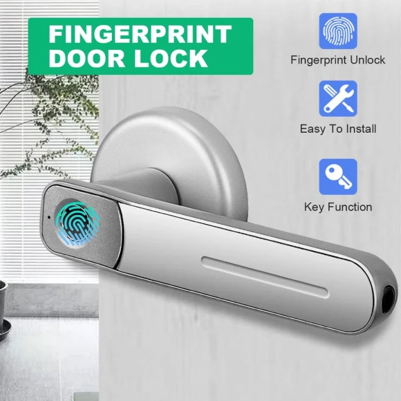 Fingerprint Door Lock Handle — Biometric Security, Decor Dream