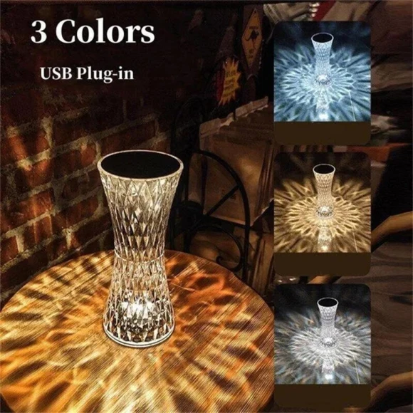 LED Crystal Table Lamp with Small Waist Projector — Desk & Table Lighting, Cosy Homes