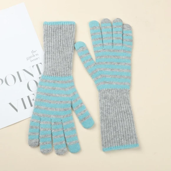 Retro Striped Touchscreen Knit Gloves — Glove Liners, Yiran bag