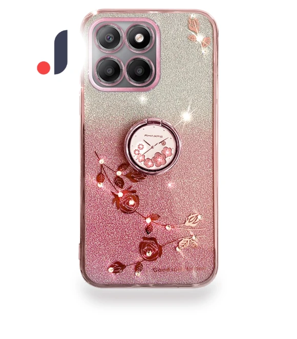 Ring Kickstand TPU Case Gradient Glitter Flower Pattern Phone Cover — Phone Accessories, KADEM
