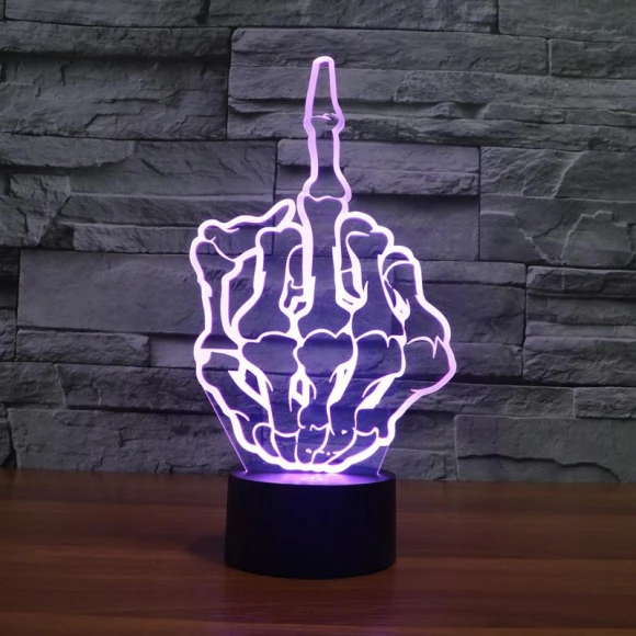 Acrylic LED Night Light with Skull and Hand Design — Night Lights, NobleRot
