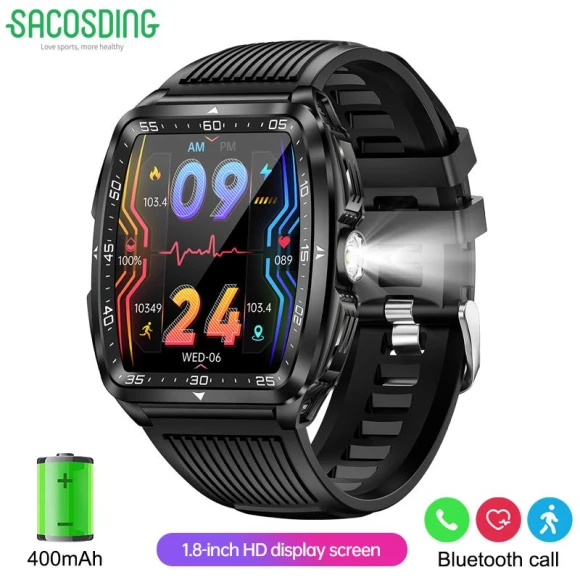Military Health Monitor Smartwatch with Voice AI and Bluetooth Calls — Wearable Accessories, SACOSDING