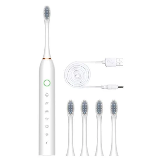 Electric Toothbrush with 4 Brush Heads, 6 Modes, Smart Timers, USB Rechargeable — Chargers, Beautiful secret