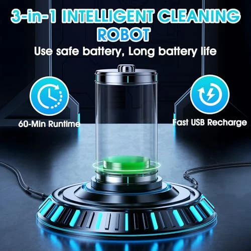 Compact Slim Thin Robotic Vacuum and Sweeping Combo — Smart Cleaning Robots, Generic