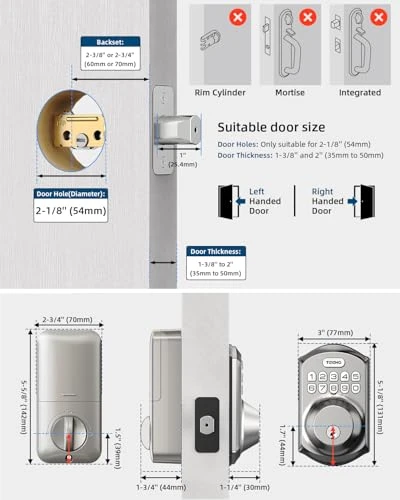 Keyless Entry Door Lock with Keypad — Deadbolts, TEEHO
