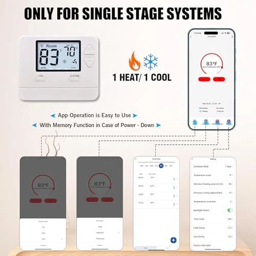WiFi Thermostat for Home Single-Stage Heating and Cooling — Smart Climate Control, Heagstat