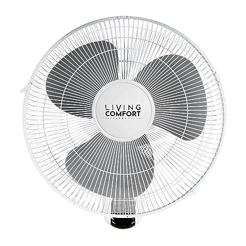 Oscillating Wall Mount Fan with Adjustable Vertical Tilt, 16 inch, 3 Speed, Metal Grille, 90 Degree Oscillation, 3... — Wall-Mounted Cooling Solutions, Comfort Zone