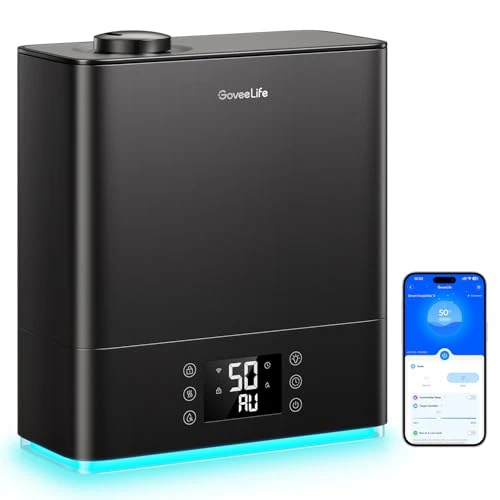 Smart Humidifier for Bedroom Large Room, Top-Fill Cool Mist 2.12 cu ft WiFi Air Humidifier, Auto Mode, App & Voice... — Humidifier, GoveeLife