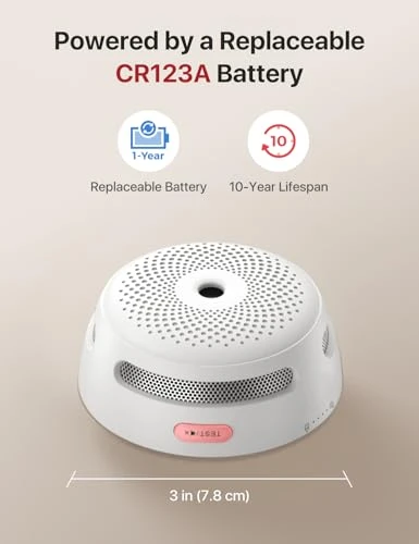 Smart Smoke Detector Fire Alarm with Replaceable Battery, X-Sense