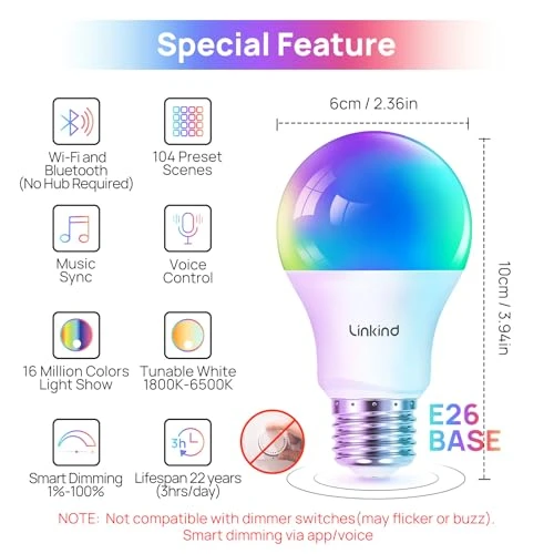 WiFi Smart Light Bulbs — LED, Linkind