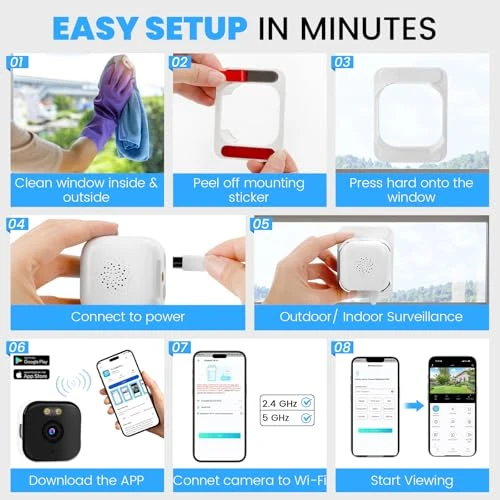 Window Camera with Full Color Night Vision and 2-Way Audio — Outdoor Security Cameras, YUOIOYU