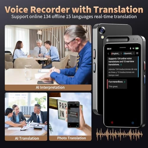 AI Voice Recorder with Transcription, Summarize, and Translation — Portable Audio Recorders, HUREWA