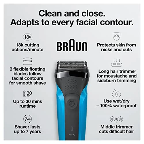Electric Razor for Men, Rechargeable, Wet & Dry — Foil, Braun