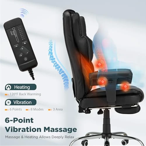 Ergonomic Executive Office Chair with Vibration, Heat, and Reclining Function, HOMREST