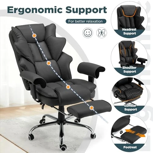 Ergonomic Executive Office Chair with Vibration, Heat, and Reclining Function — Massage Chairs, HOMREST