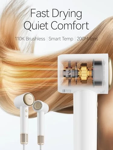 Hair Dryer with Diffuser, Ionic Professional High-Speed 1500W Low-Noise, Fast Drying, Travel Compact — Dryers & Accessories, TIDEWAY