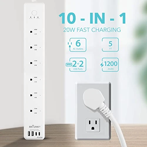 Smart Plug Power Strip with Surge Protection and Fast Charging — Power Solutions & Surge Protection, BN-LINK