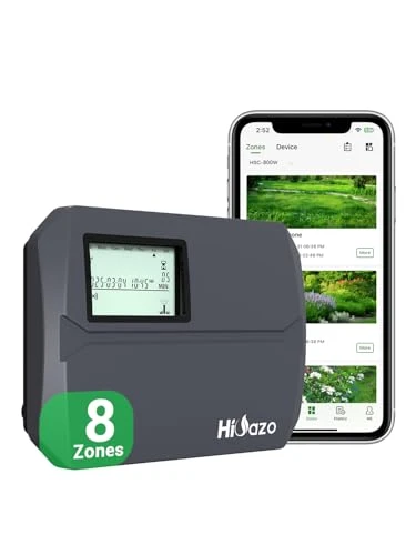 Smart Sprinkler Controller WiFi, 8 Zone Irrigation Controller Indoor with Automatic Weather-Based Watering — Controllers, HiOazo