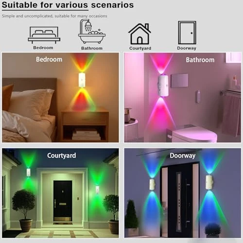 LED Wireless Wall Sconce with Motion Sensor and Color Changing, NINE SQUARE EGOU