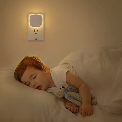 Plug-in LED Backlit Night Light with Motion Sensor & Dusk to Dawn Sensor, Dimmable Warm White Nightlight with Adjustable... — Night Lights, AUVON