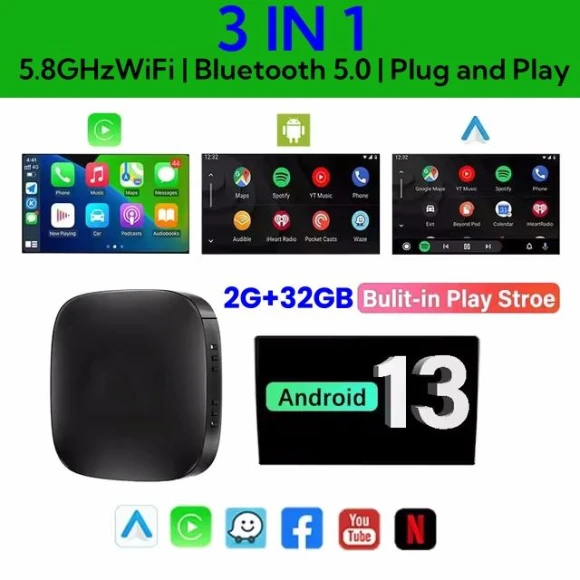 Car AI Box Wireless Adapter for Carplay Android Auto — Stereo Receivers, JOHO - CarGear