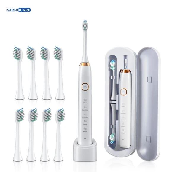 Electric Sonic Toothbrush with 8 Brush Heads — Kids' Electric Toothbrushes, Light makeup