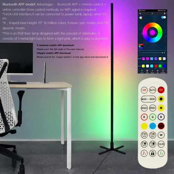RGB Corner Floor Lamp — Standing Lights, Crown Global
