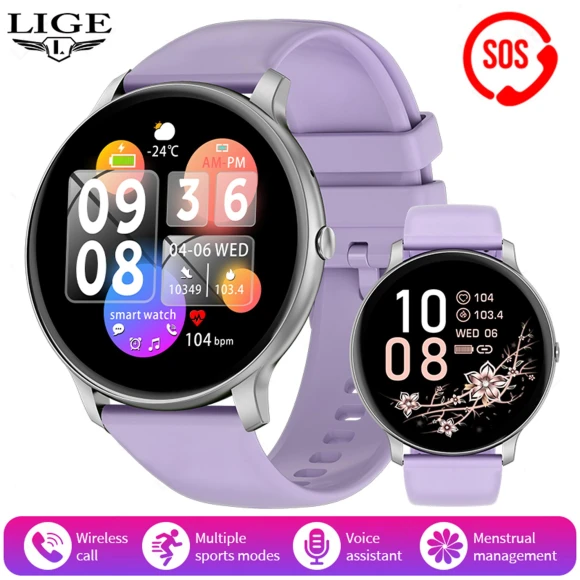 Smart Watch with Bluetooth, Voice Assistant, Waterproof, Outdoor Sports Fitness Tracker — Smartwatches, LIGE