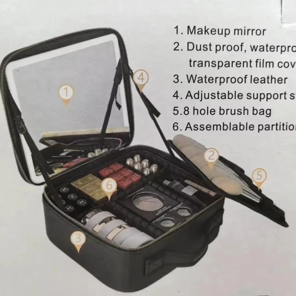 Smart LED Makeup Bag with Mirror — Cosmetic Cases, Auto Launcher