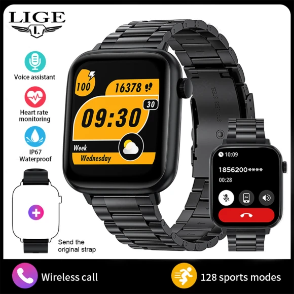 Smart Watch with Touchscreen, Bluetooth, and Fitness Tracking — Smartwatches, LIGE