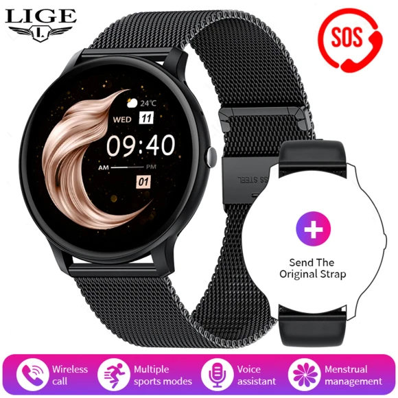 Smartwatch with Voice Assistant, Waterproof Fitness Tracker — Smartwatches, LIGE