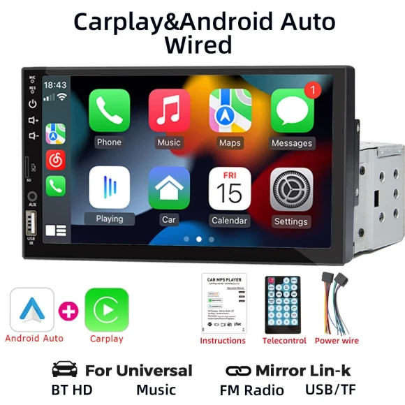 7 Inch Car Stereo with CarPlay and Android Auto — Stereo Receivers, Auto Launcher