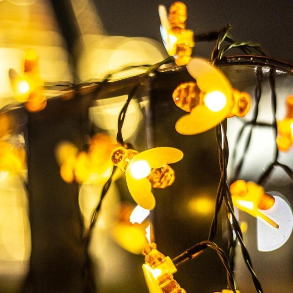 Outdoor Waterproof Solar LED String Lights in Bee Shape — Outdoor String Lights, AI Supermarket