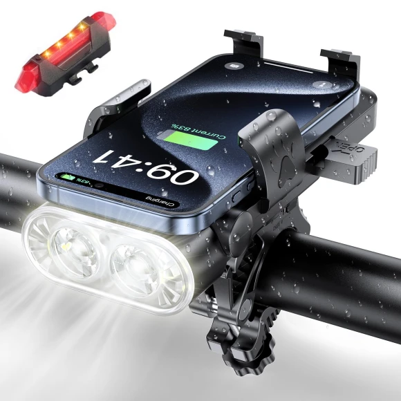 Rechargeable Bicycle Road Bike Powerful Cycle Smartphone Large LED 4 Dimming High USB Compatible with Night Disaster... — Bike Headlights, Sunly