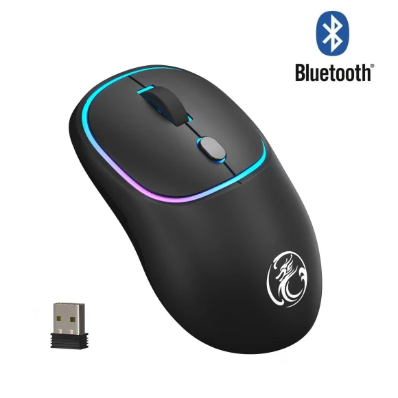 Bluetooth RGB Rechargeable Ergonomic Silent Optical Mouse — Computer Mice, Essager Electronic