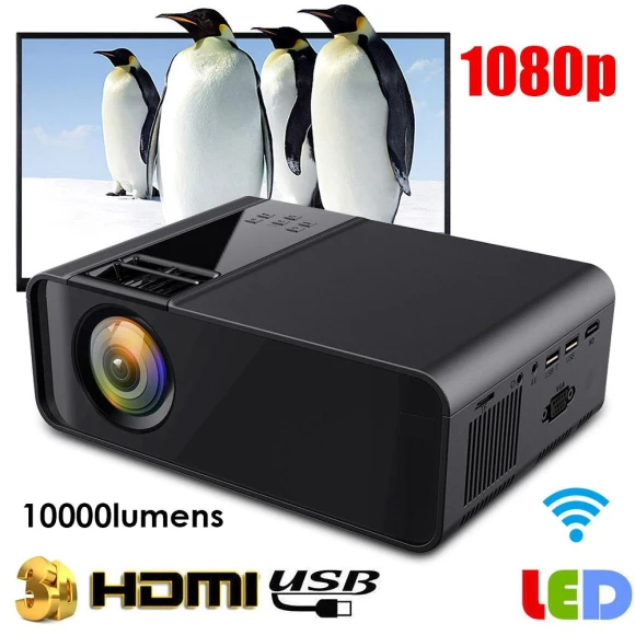 Portable 1080P LED Smart Projector — Home Theater Projectors, OutsideWorld