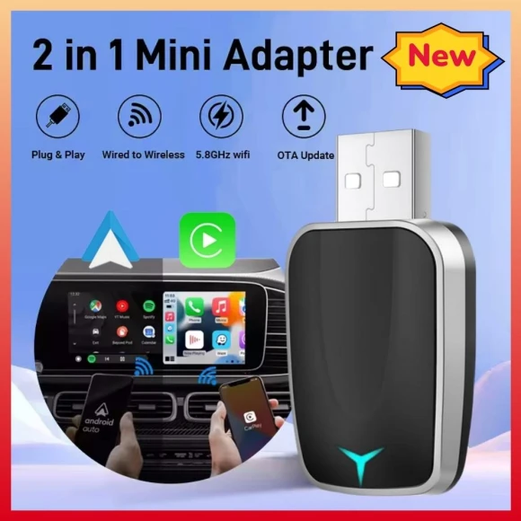 2-in-1 Wireless Carplay AI Box Android Auto Plug And Play — Stereo Receivers, Xixi Global Purchasing