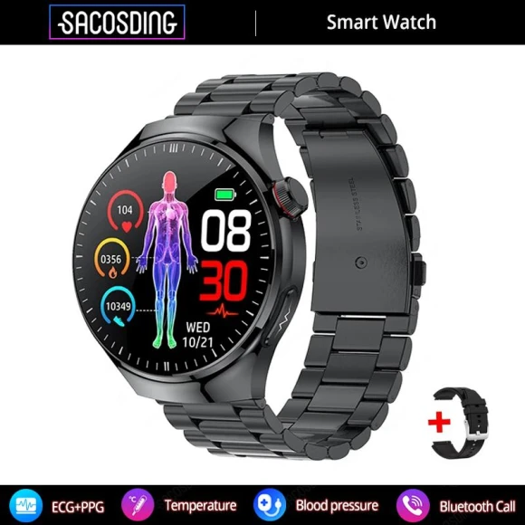ECG + PPG Smart Watch with Amoled Display — Smartwatches, SACOSDING