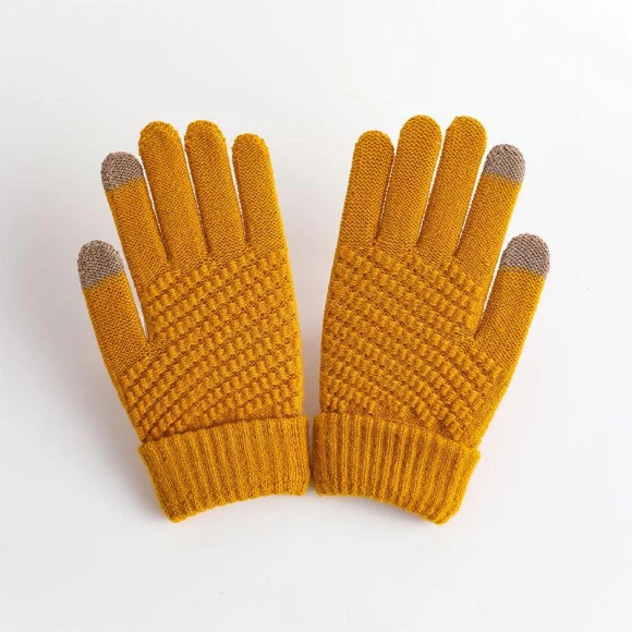 Autumn Winter Jacquard Gloves with Touchscreen and Velvet — , Millioner