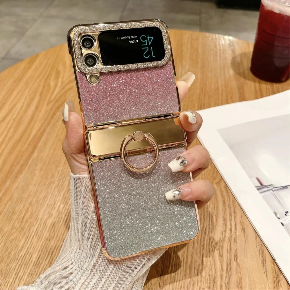 Kickstand Case Glitter Design Rhinestone Decor Hard PC Phone Cover — Phone Accessories, Smartwatch 2025