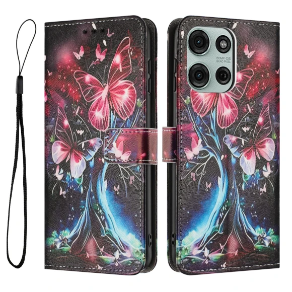 Artificial Leather Pattern Printed Wallet Case with Lanyard — Flip Cases, Smartwatch 2025