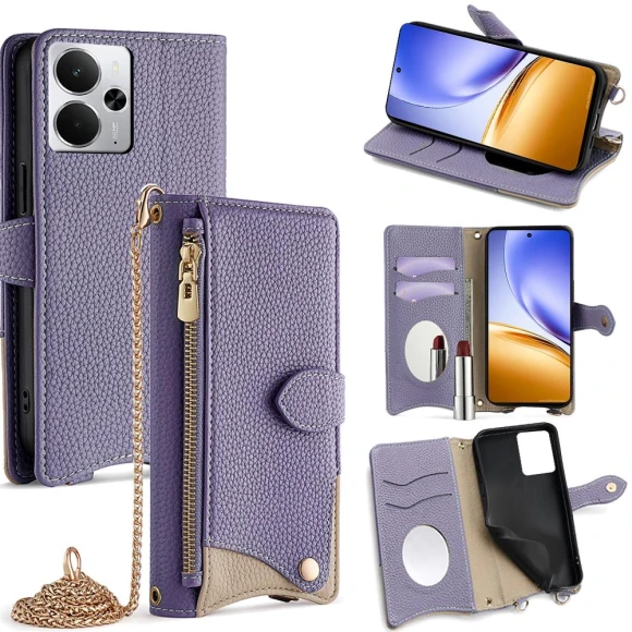 Leather Case Wallet Stand Cover with Chain Strap — Phone Accessories, Smartwatch 2025