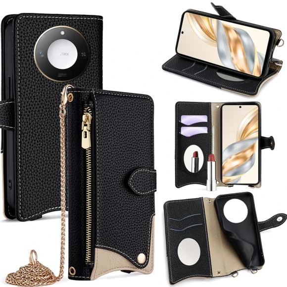 Leather Case Wallet Stand Cover with Chain Strap — Smartwatch Protectors, Smartwatch 2025