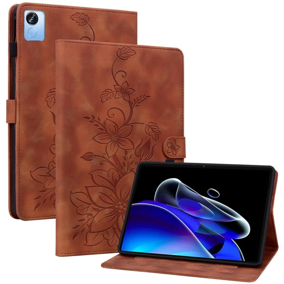 Lily Flower Imprint Leather Tablet Cover — Protective Cases, Smartwatch 2025