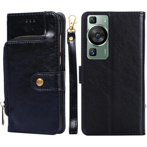 Zipper Pocket PU Leather Wallet Stand Cover with Strap — Phone Accessories, Smartwatch 2025